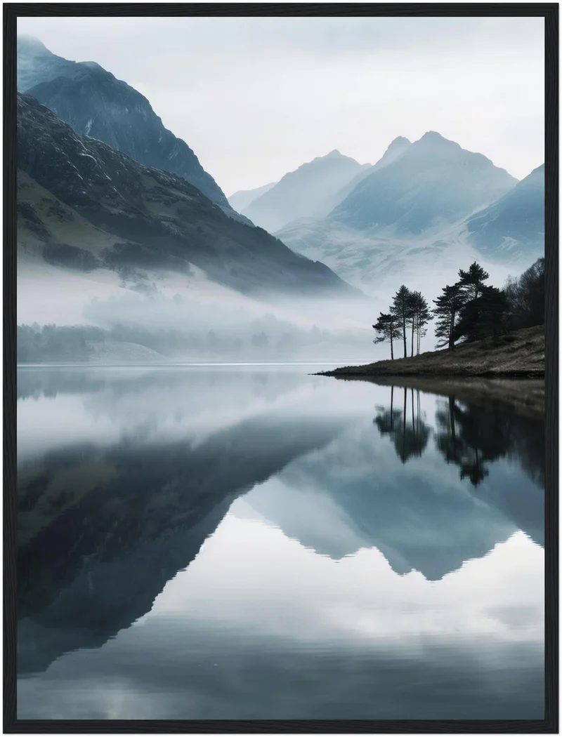 Bergsee im Nebel Poster