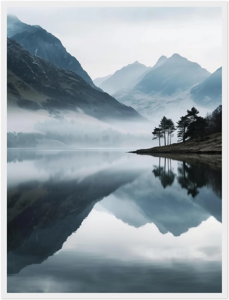 Bergsee im Nebel Poster