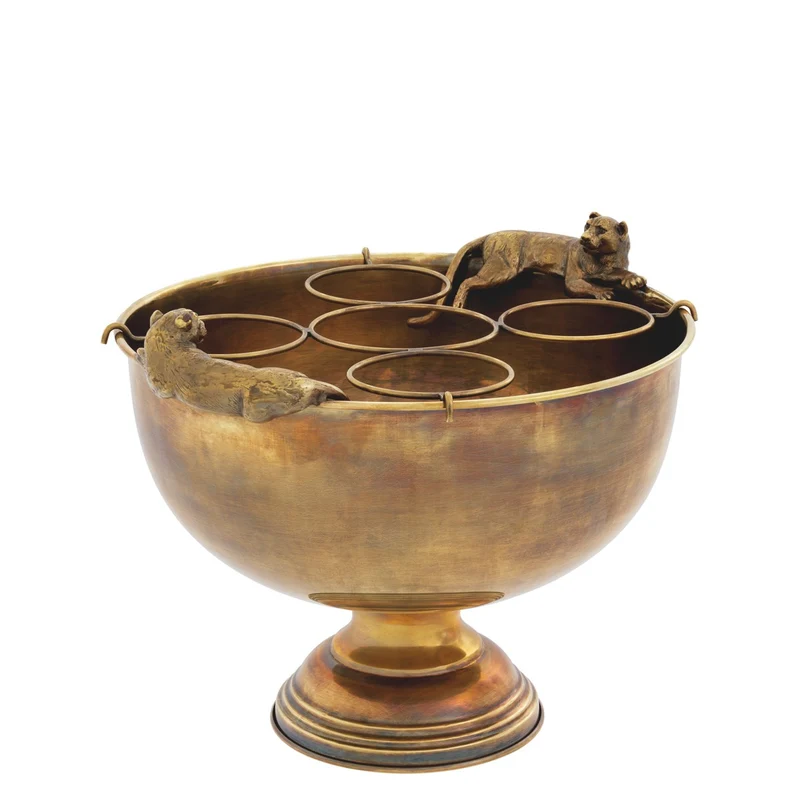 Eichholtz Champagne Cooler Jordan Vintage Messing 43,5 x 39 x H. 34,5 cm - Sektkühler für 5 Flaschen