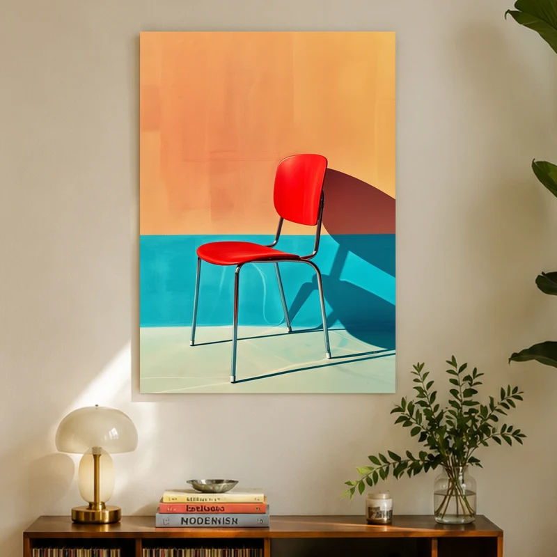 Roter Stuhl minimalistisch Leinwandbild