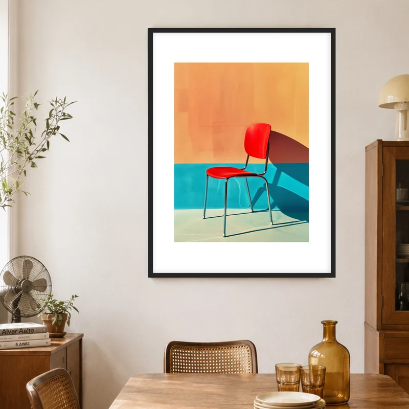Roter Stuhl minimalistisch Poster