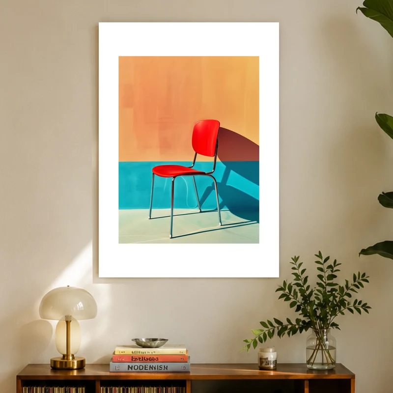Roter Stuhl minimalistisch Poster