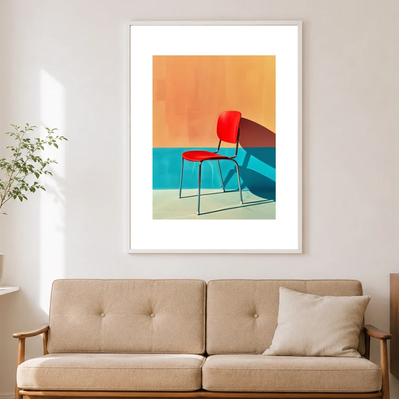 Roter Stuhl minimalistisch Poster