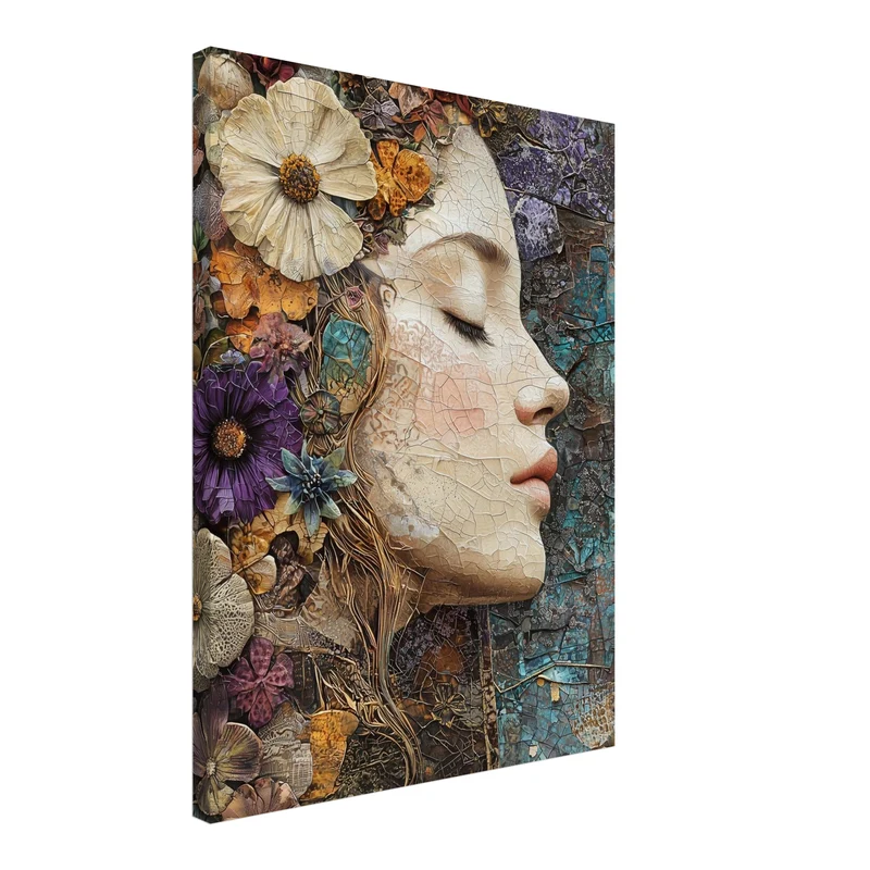 Blumenfrau Mosaik Leinwandbild
