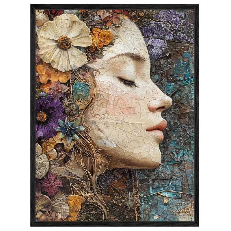 Blumenfrau Mosaik Leinwandbild