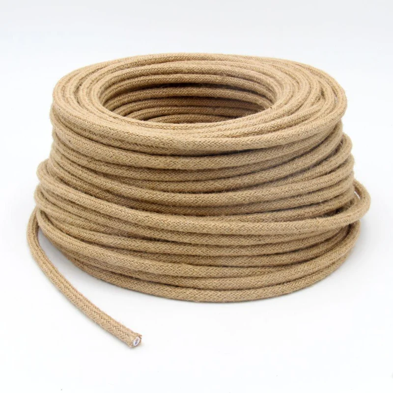 Hanf Textilkabel 3-adrig Lampenkabel Natur Hanfseil Stoffkabel ~1135