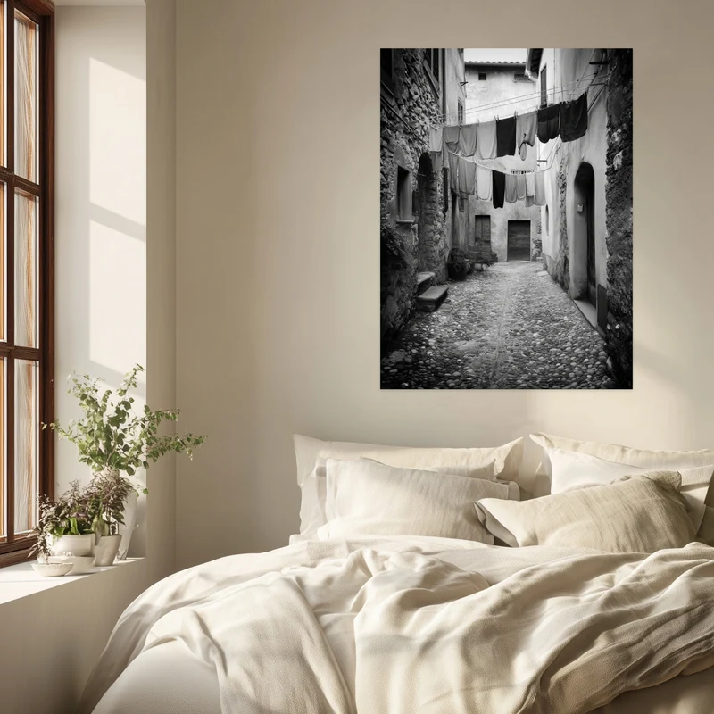 Italienische Gasse mit Wäsche Leinwandbild
