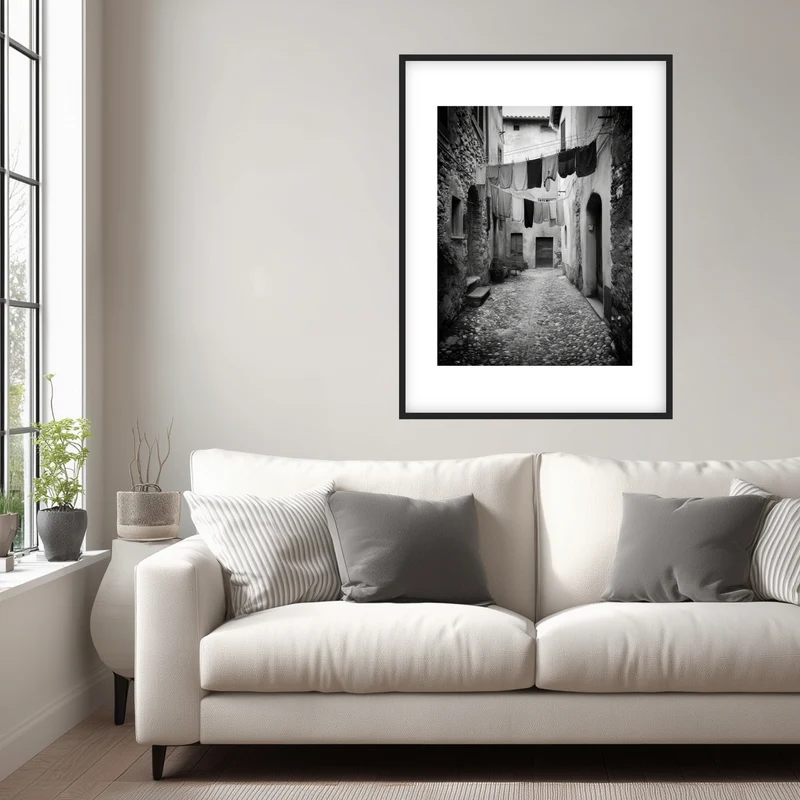 Italienische Gasse mit Wäsche Poster