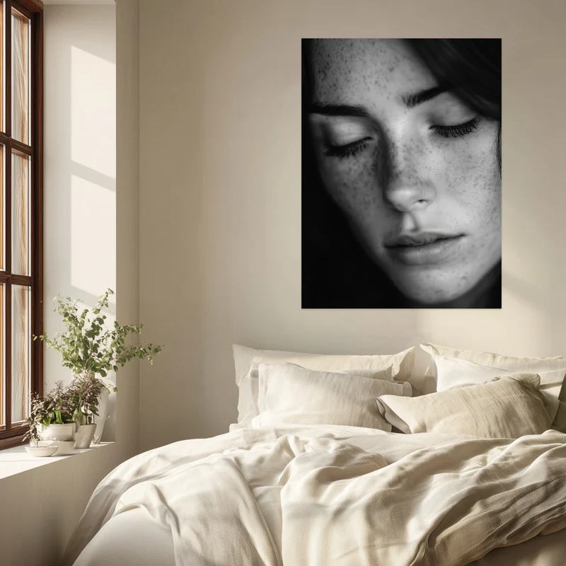 Schwarz-Weiss Portraet Frau Leinwandbild