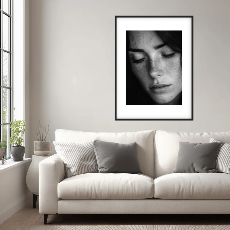 Schwarz-Weiss Portraet Frau Poster
