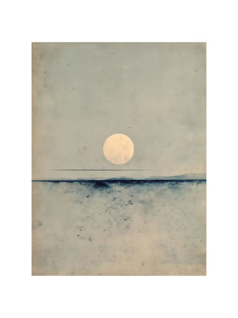 Vollmond über dem Meer Poster