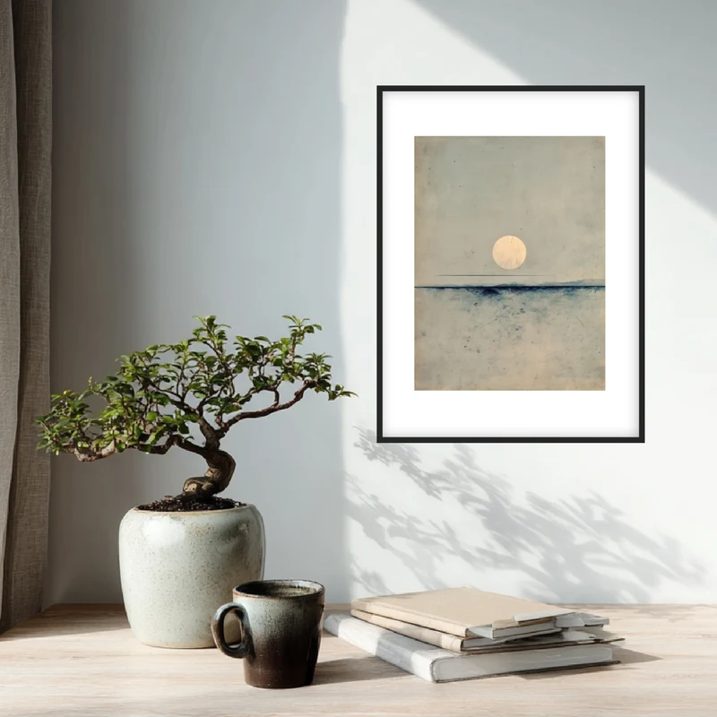 Vollmond über dem Meer Poster