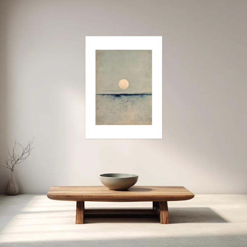 Vollmond über dem Meer Poster