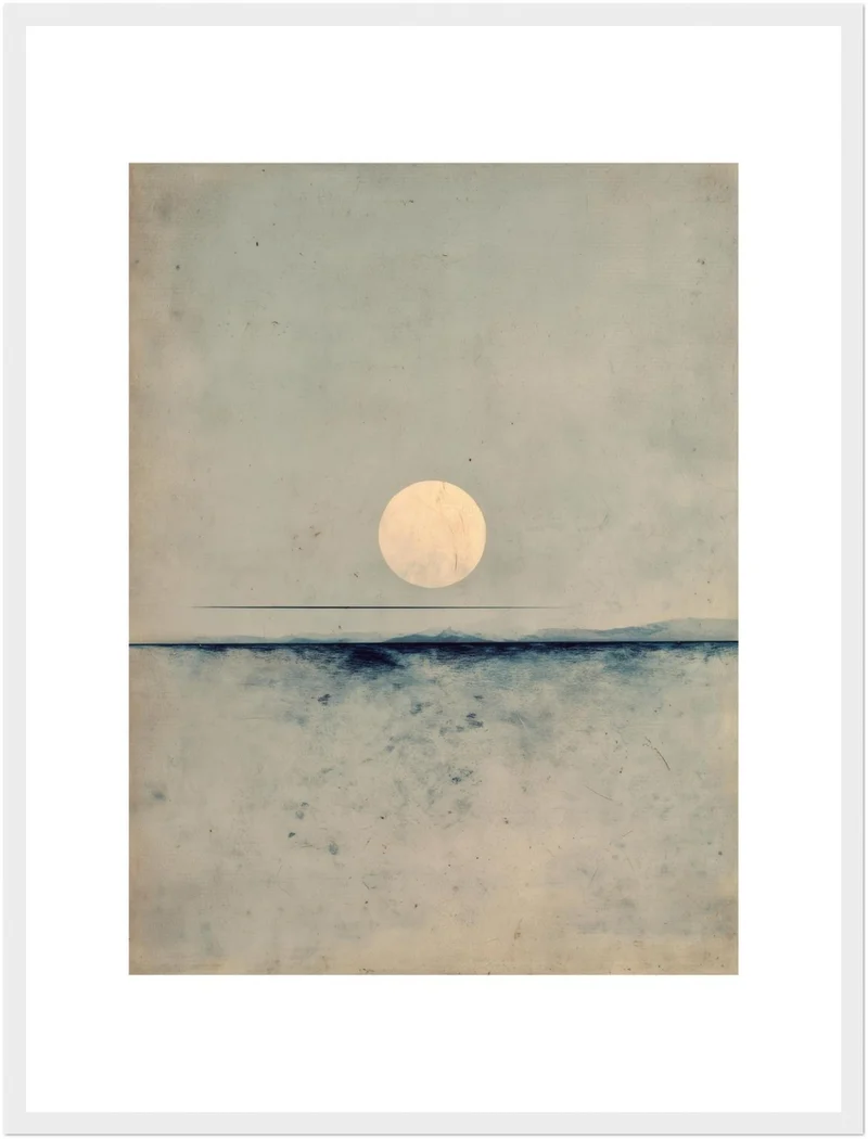 Vollmond über dem Meer Poster