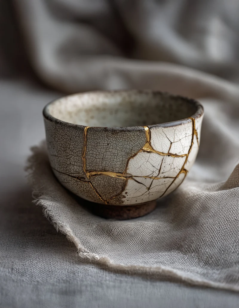 Kintsugi Schale mit Goldnaht Leinwandbild