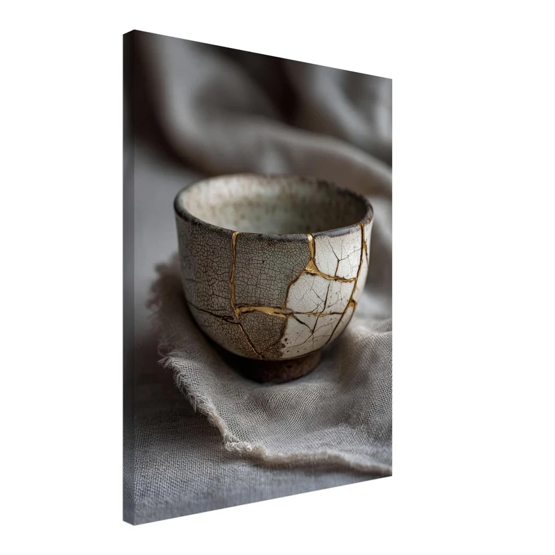 Kintsugi Schale mit Goldnaht Leinwandbild