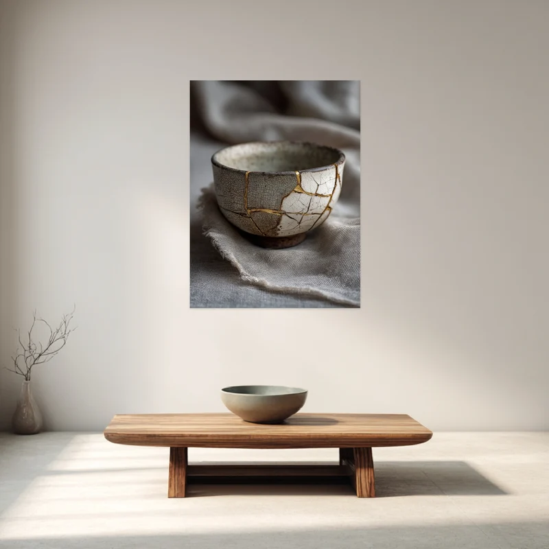 Kintsugi Schale mit Goldnaht Leinwandbild