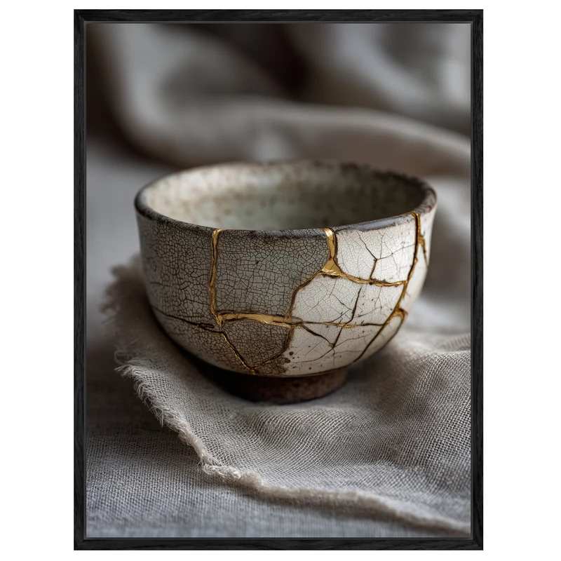 Kintsugi Schale mit Goldnaht Leinwandbild