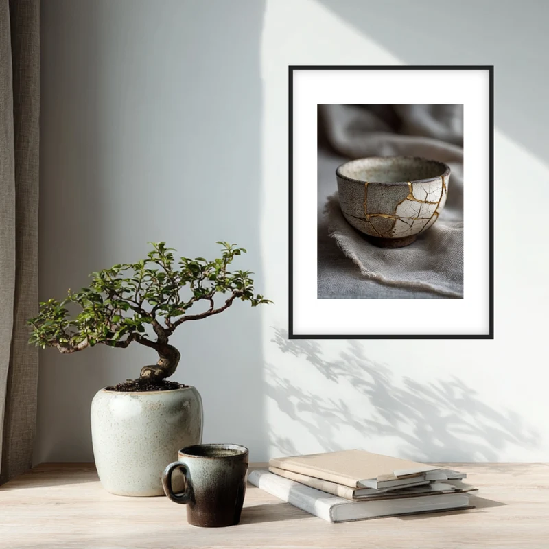 Kintsugi Schale mit Goldnaht Poster