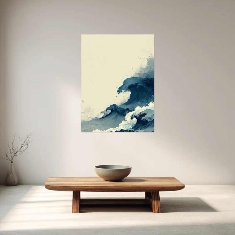 Japanische Welle Tuschezeichnung Poster