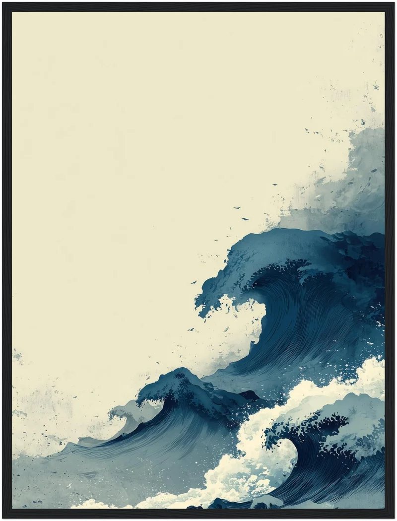 Japanische Welle Tuschezeichnung Poster