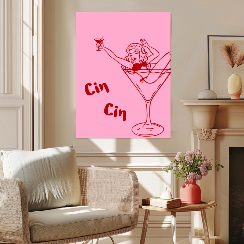 Cocktailgirl Cin Cin Leinwand