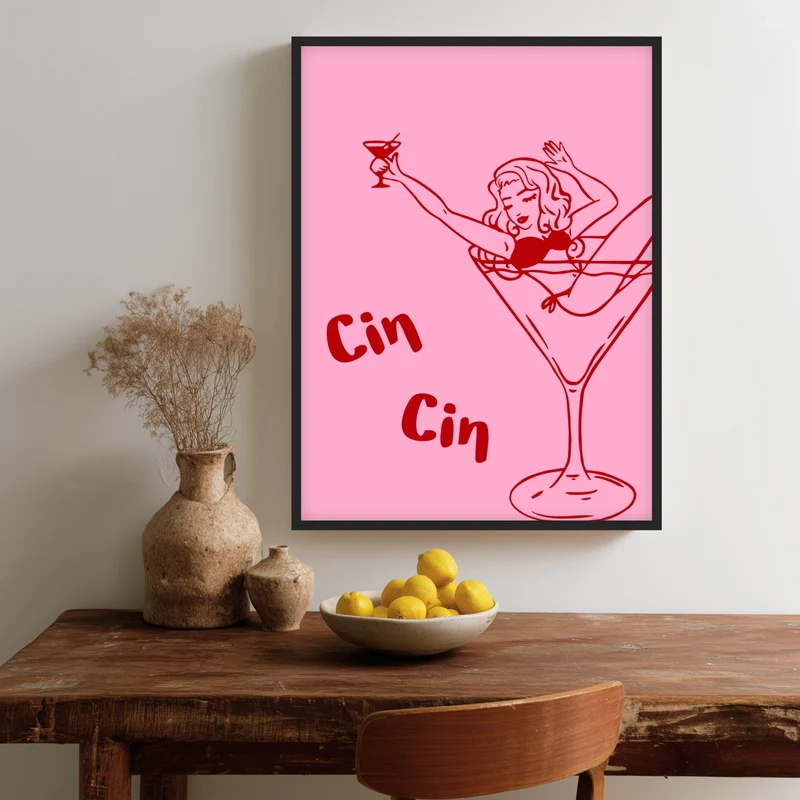 Cocktailgirl Cin Cin Poster