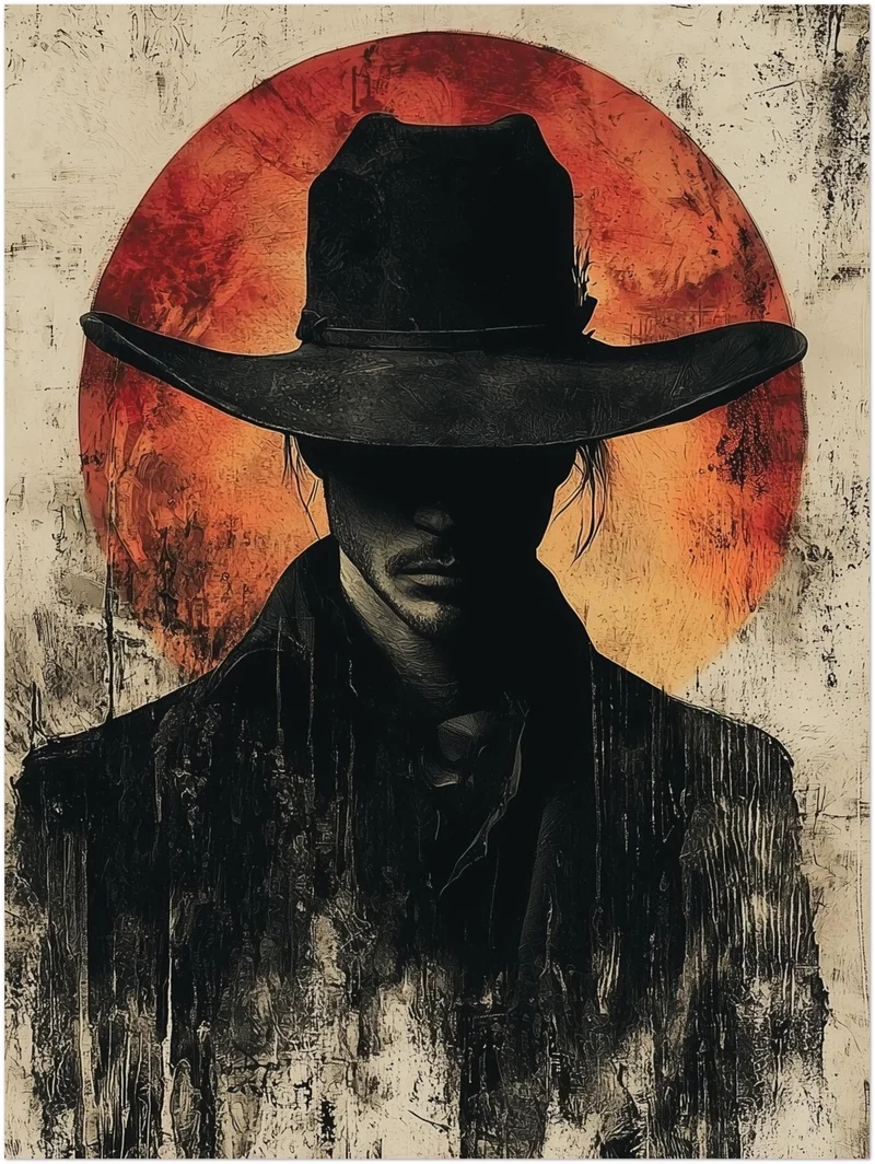 Cowboy im Sonnenuntergang Leinwandbild