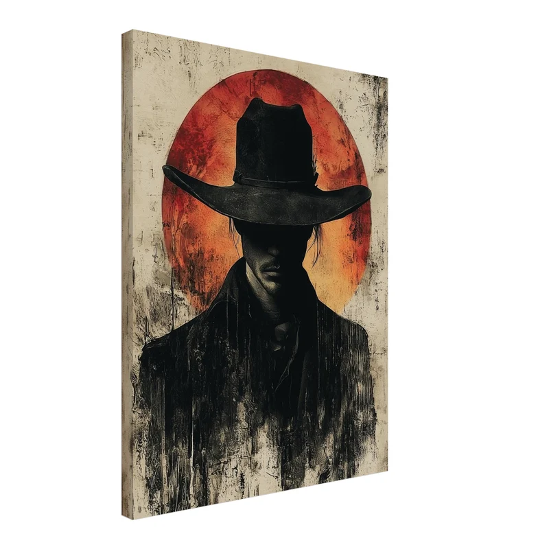 Cowboy im Sonnenuntergang Leinwandbild