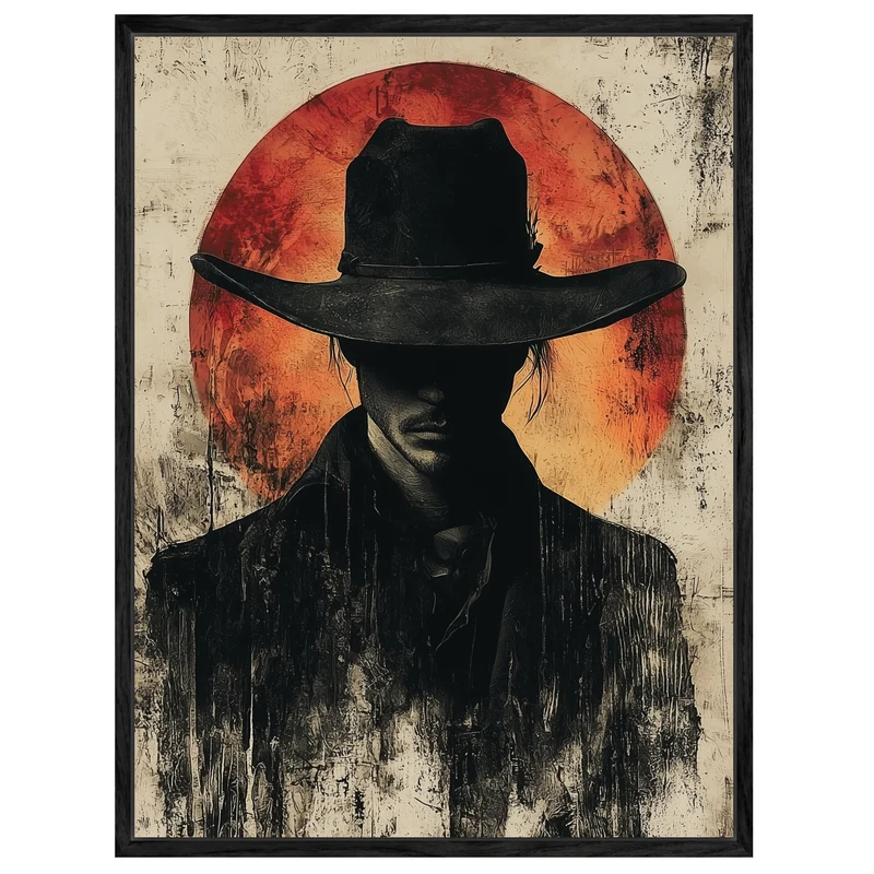 Cowboy im Sonnenuntergang Leinwandbild