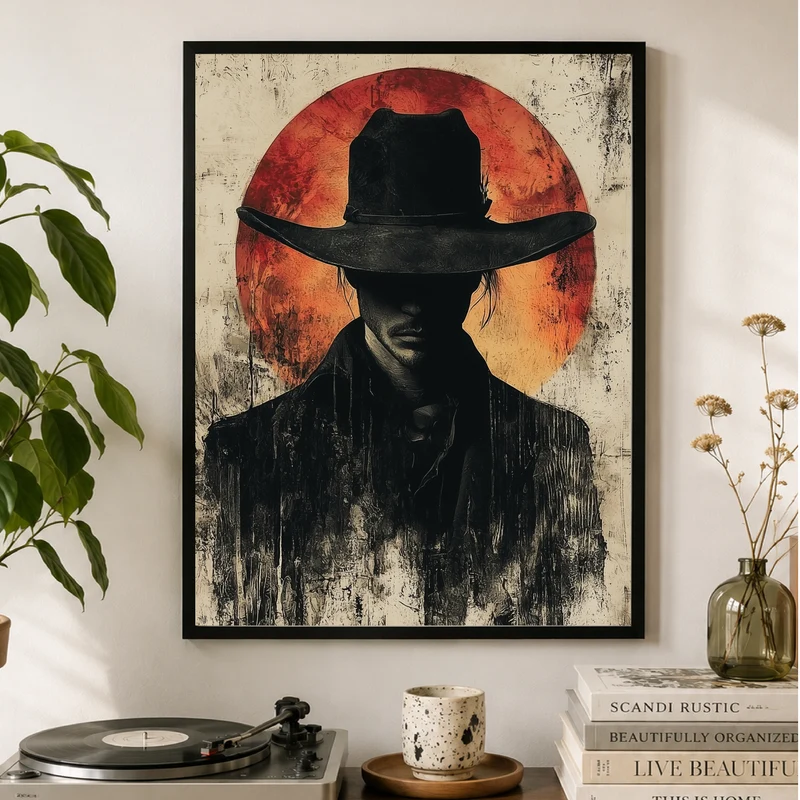 Cowboy im Sonnenuntergang Poster