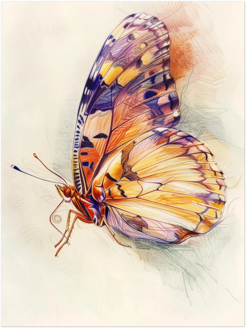 Bunter Schmetterling Illustration Leinwand