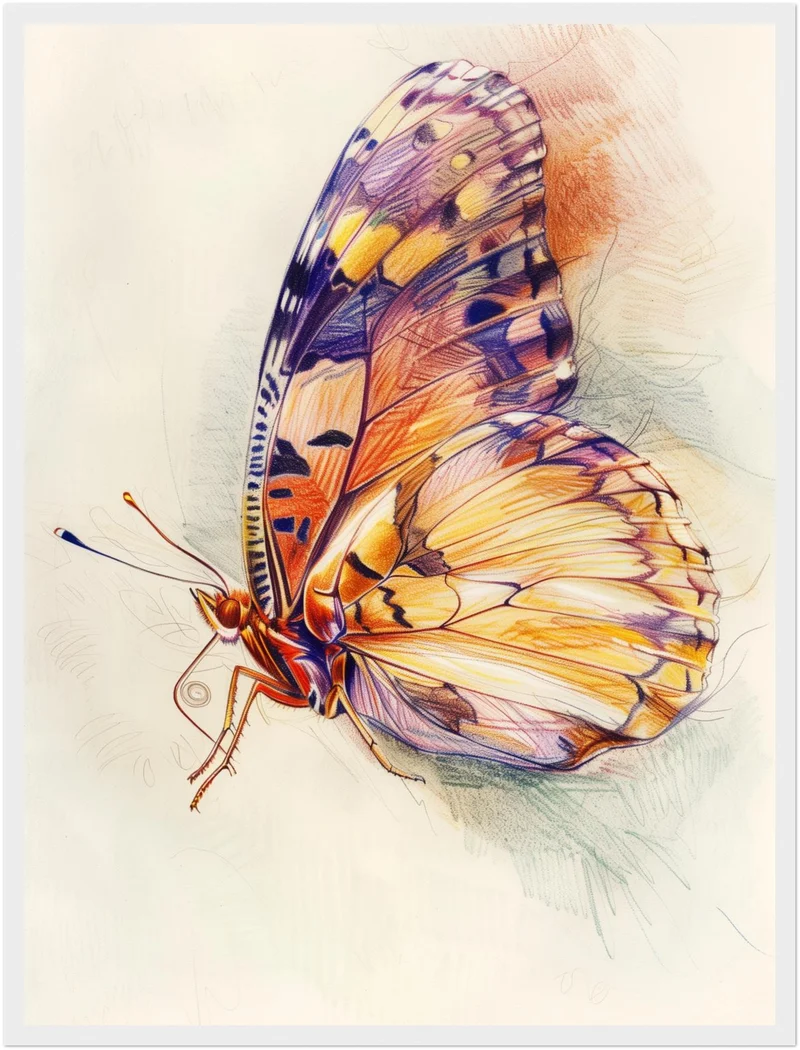 Bunter Schmetterling Illustration Poster