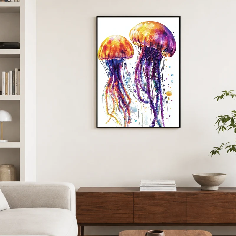 Bunte Quallen im Wasser Poster