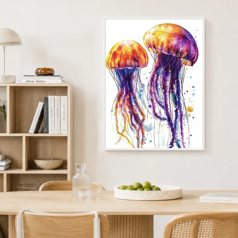 Bunte Quallen im Wasser Poster