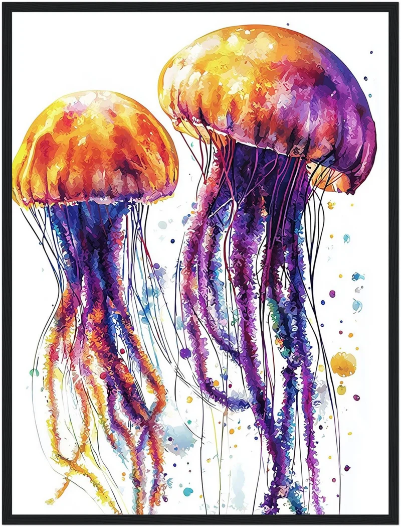 Bunte Quallen im Wasser Poster