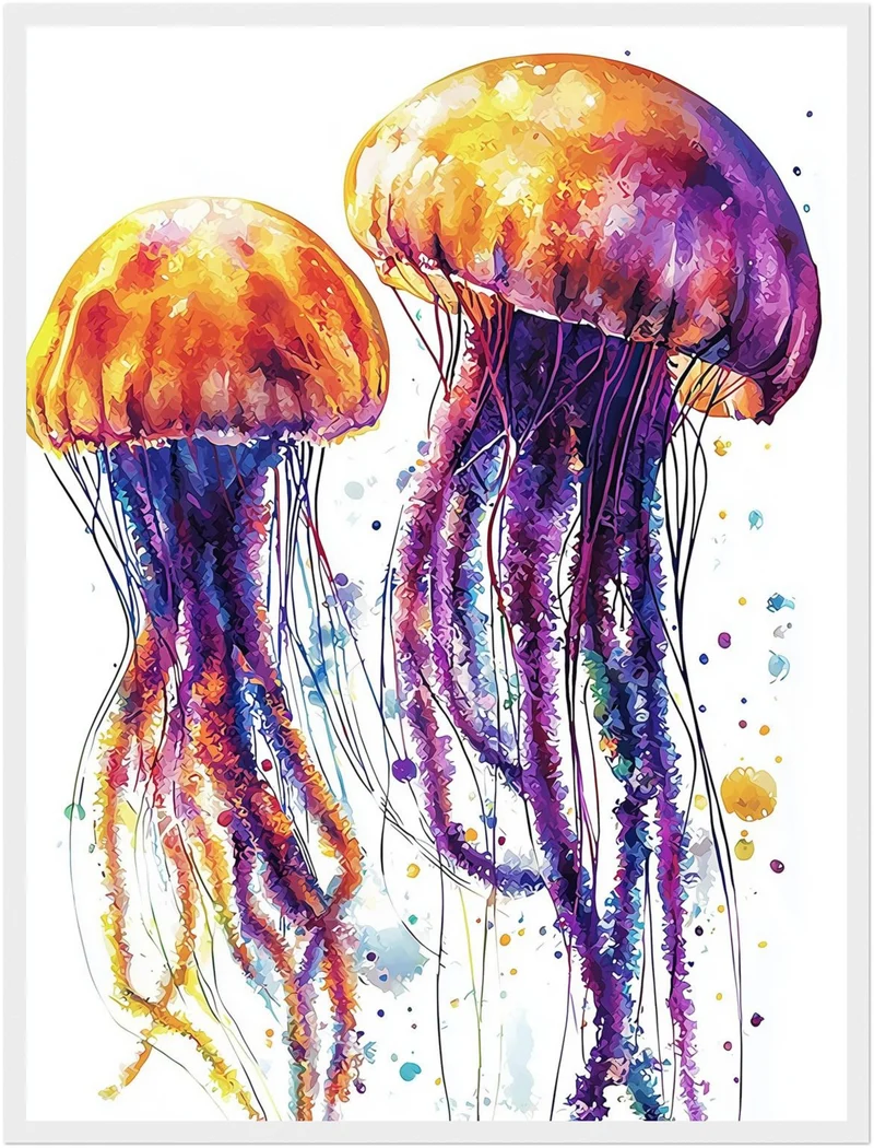Bunte Quallen im Wasser Poster