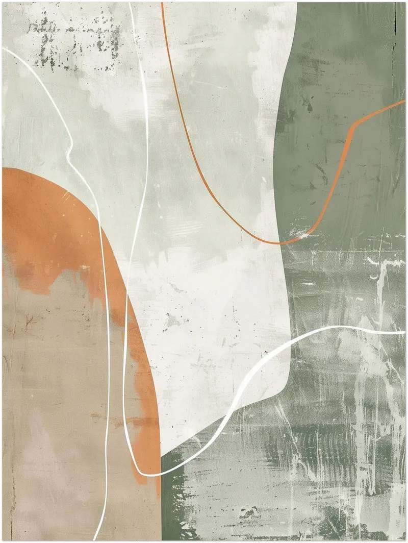 Abstrakte Linien Grün Orange Leinwandbild