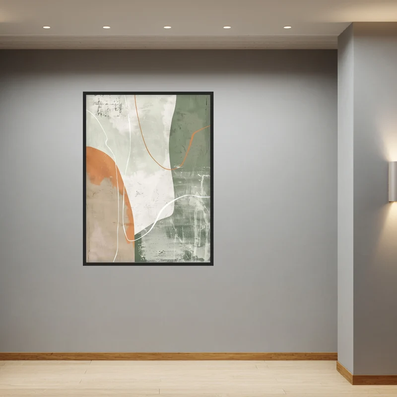 Abstrakte Linien Grün Orange Poster