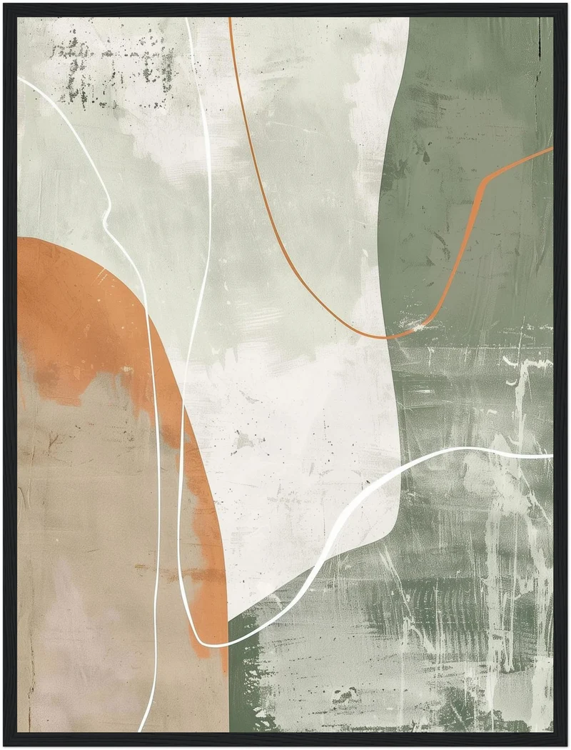 Abstrakte Linien Grün Orange Poster