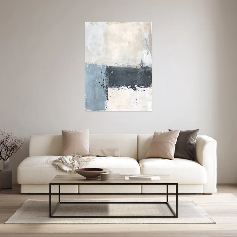 Blau Beige Leinwandbild