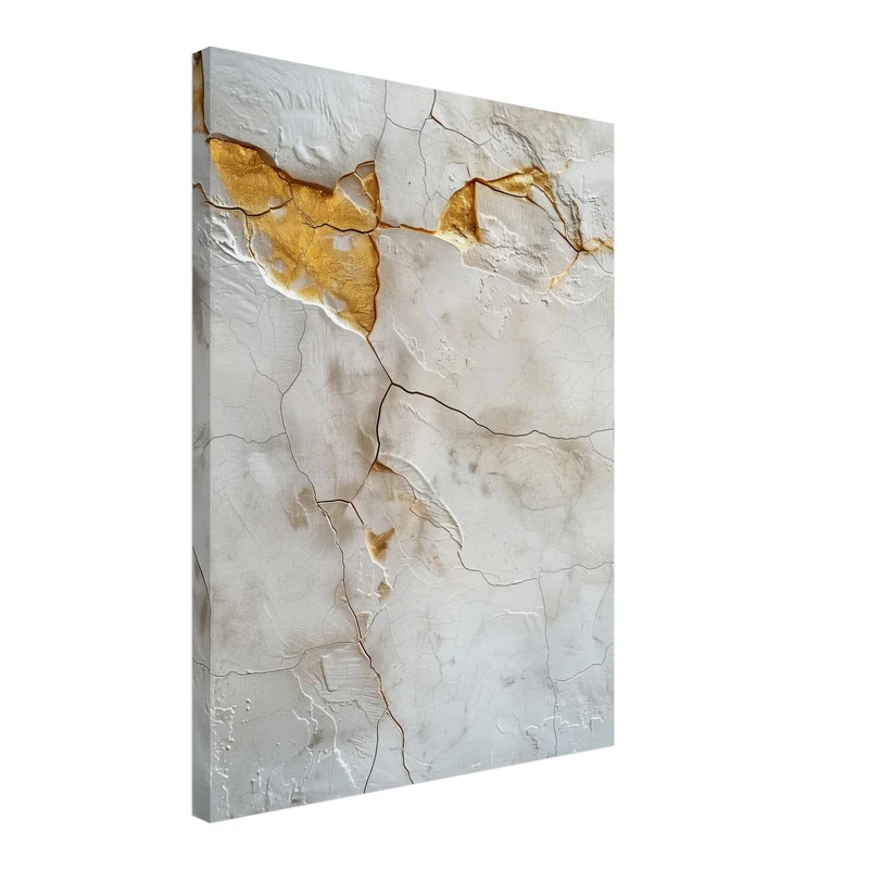 Kintsugi Textur weiß Gold Leinwandbild