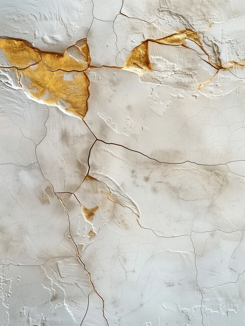 Kintsugi Textur Weiß Gold Poster