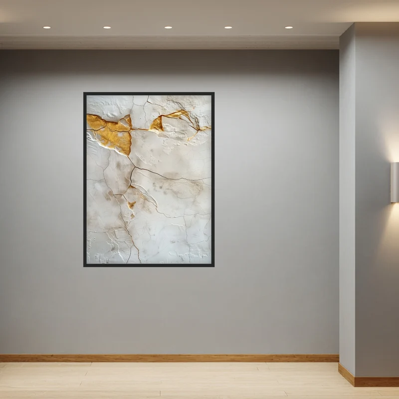 Kintsugi Textur Weiß Gold Poster