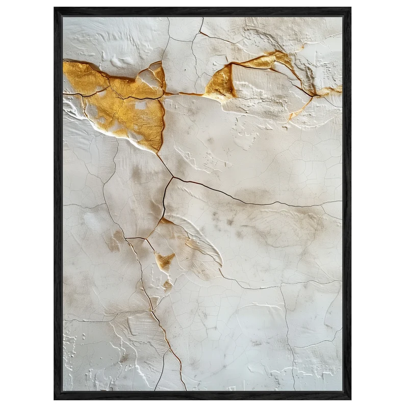 Kintsugi Textur Weiß Gold Poster