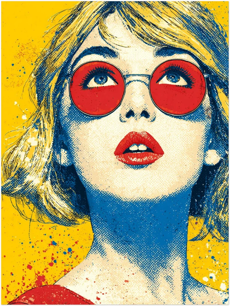 Frau mit roter Brille Leinwandbild
