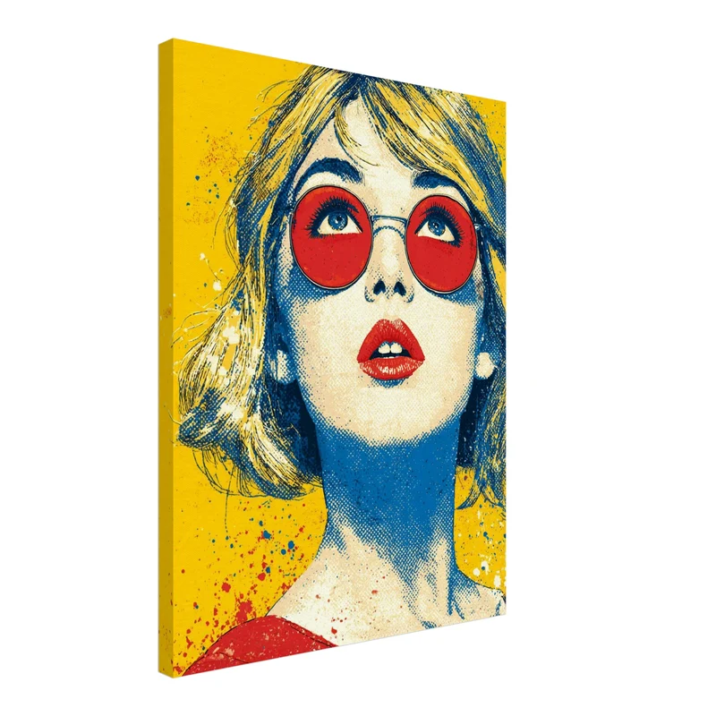 Frau mit roter Brille Leinwandbild