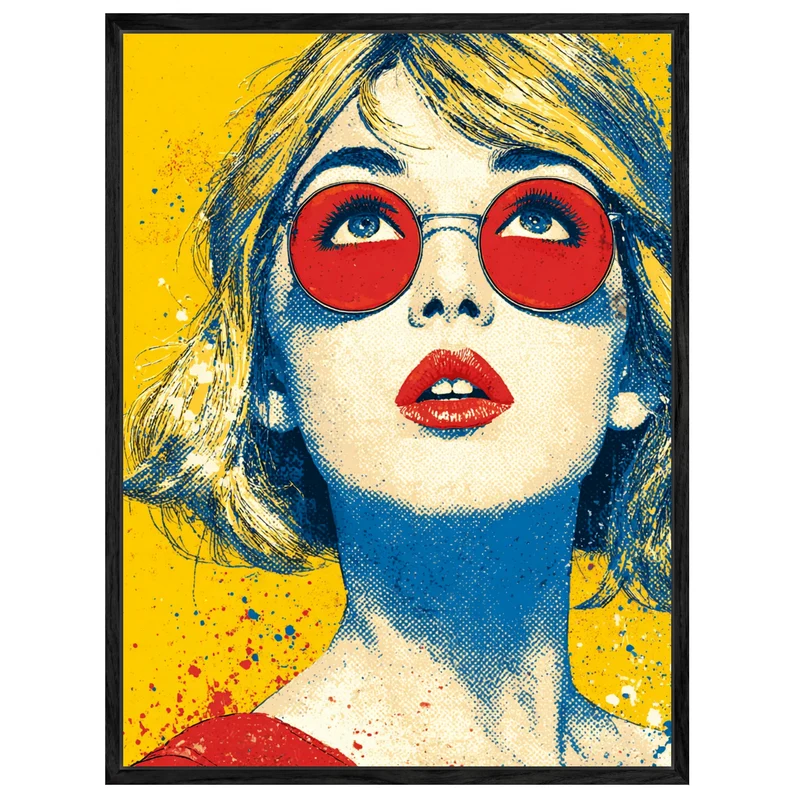 Frau mit roter Brille Leinwandbild