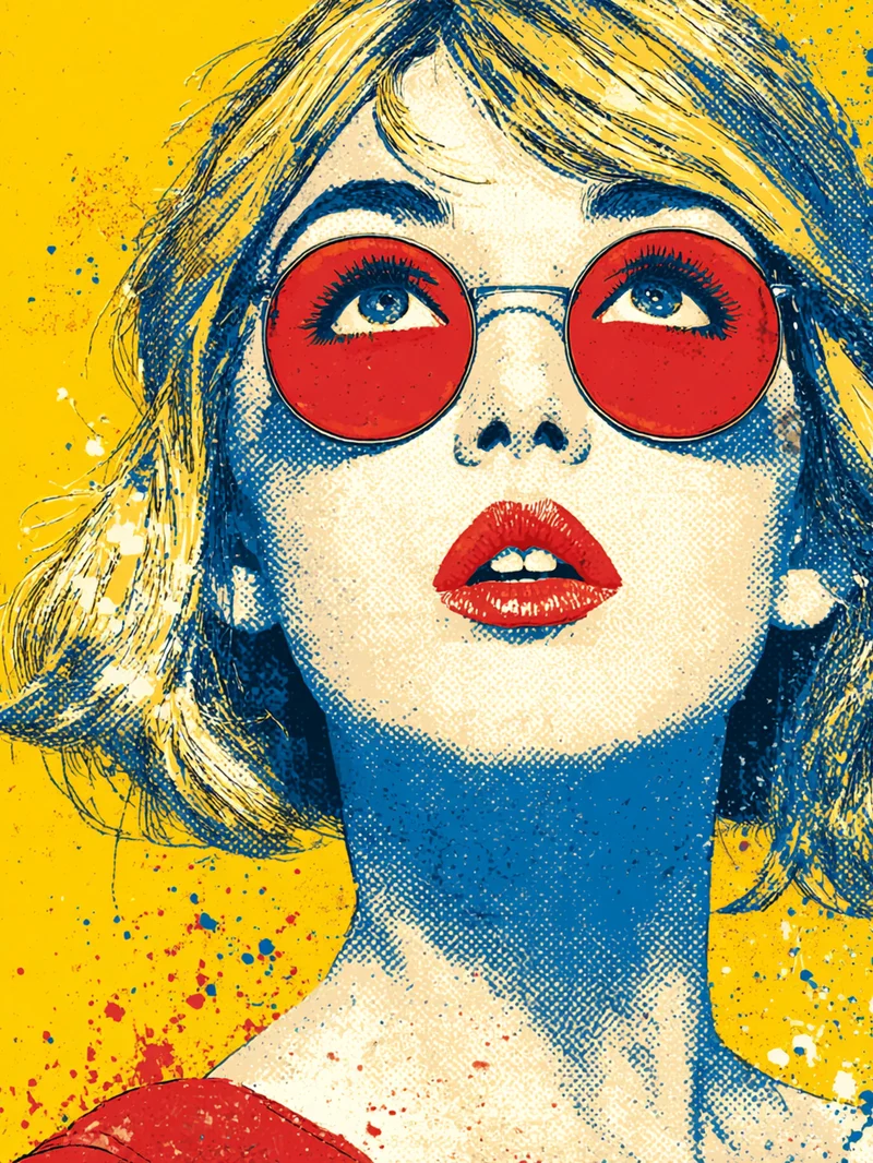 Frau mit roter Brille Poster