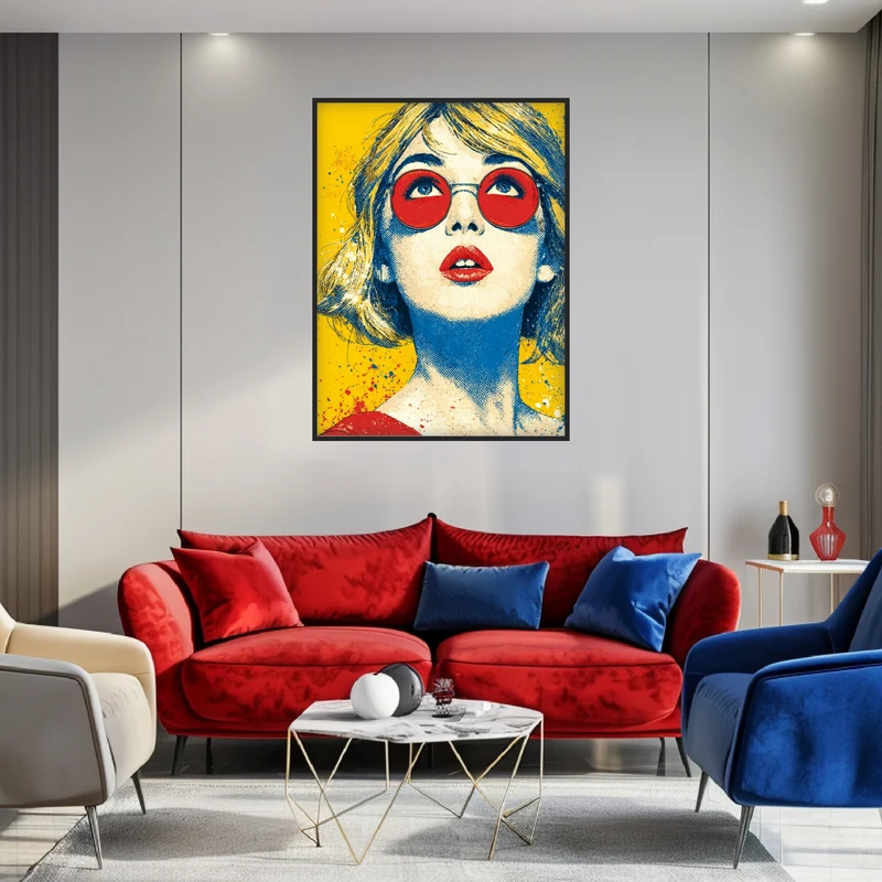 Frau mit roter Brille Poster
